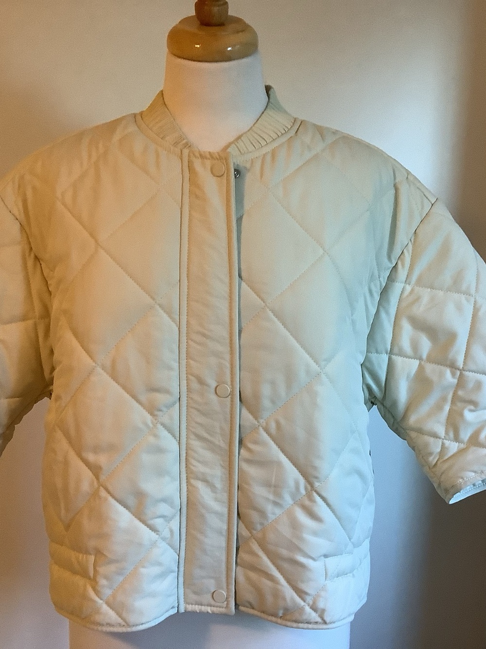 Quilted Short sleeve Jacket in Cream